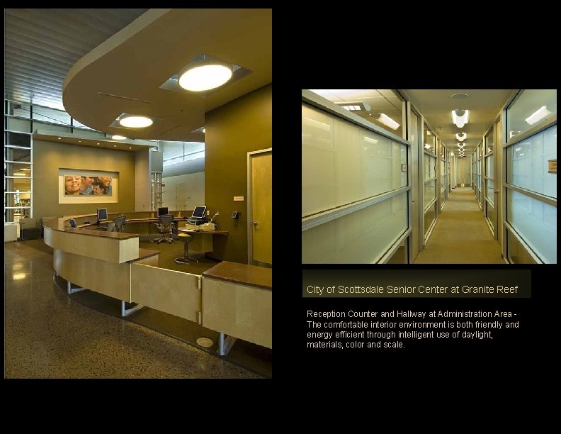 City of Scottsdale Senior Center at Granite Reef Reception Counter and Hallway at Administration