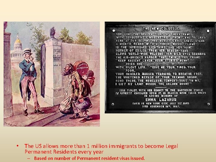  • The US allows more than 1 million immigrants to become Legal Permanent