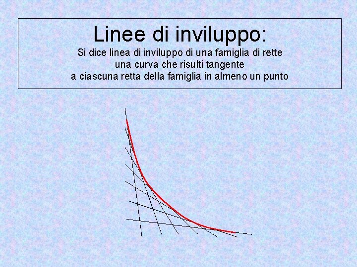 Linee di inviluppo: Si dice linea di inviluppo di una famiglia di rette una