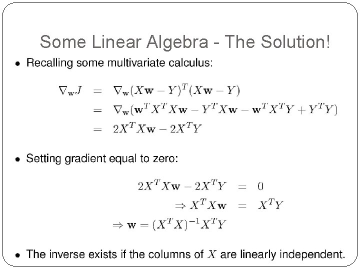 Some Linear Algebra - The Solution! 14 