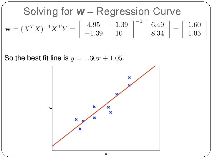 Solving for w – Regression Curve 18 
