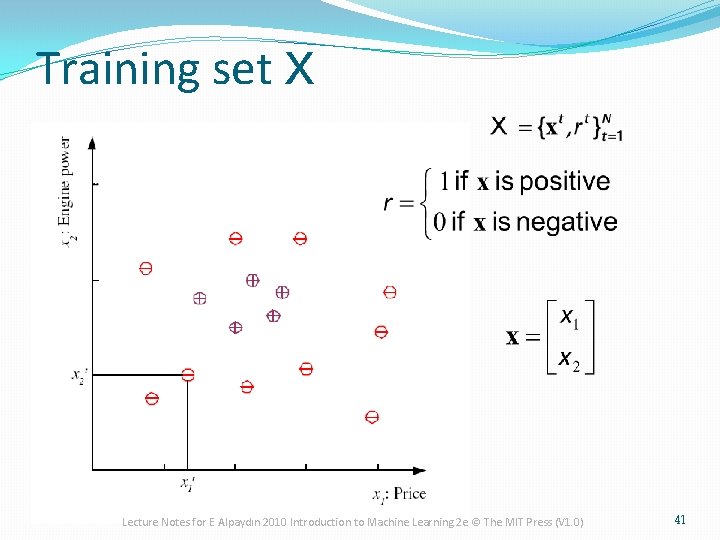 Training set X Lecture Notes for E Alpaydın 2010 Introduction to Machine Learning 2