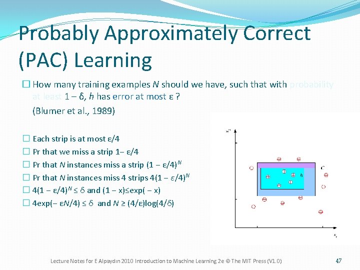 Probably Approximately Correct (PAC) Learning � How many training examples N should we have,