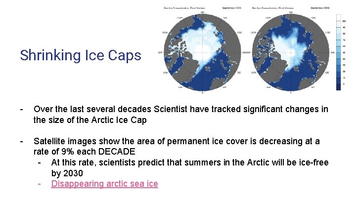 Shrinking Ice Caps - Over the last several decades Scientist have tracked significant changes