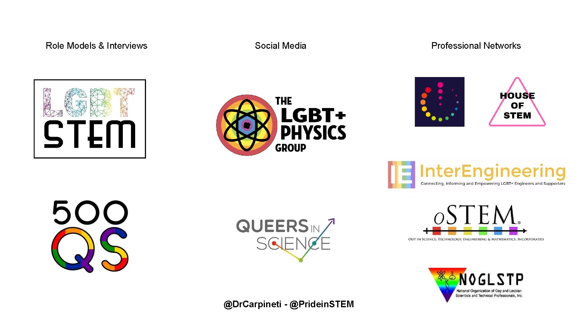 Role Models & Interviews Social Media @Dr. Carpineti - @Pridein. STEM Professional Networks Role Models & Interviews Social Media @Dr. Carpineti - @Pridein. STEM Professional Networks