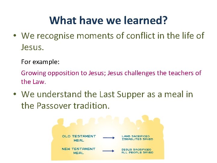What have we learned? • We recognise moments of conflict in the life of