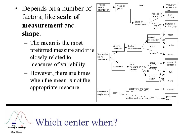  • Depends on a number of factors, like scale of measurement and shape.