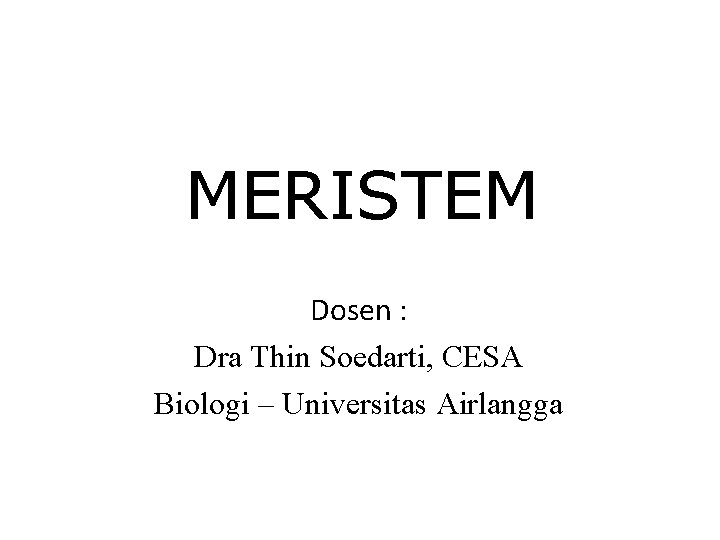 MERISTEM Dosen : Dra Thin Soedarti, CESA Biologi – Universitas Airlangga 