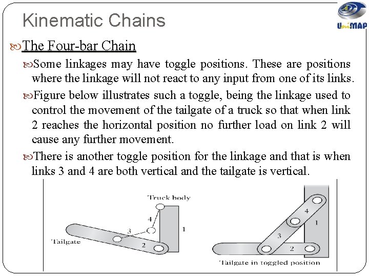 Kinematic Chains The Four-bar Chain Some linkages may have toggle positions. These are positions