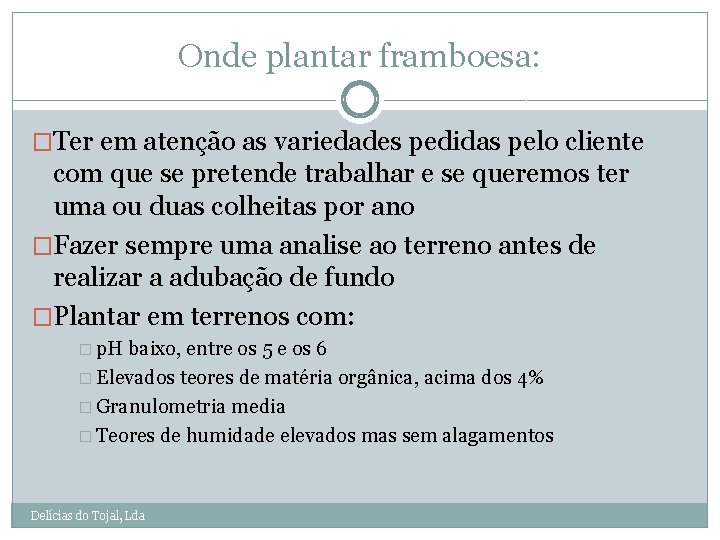 Onde plantar framboesa: �Ter em atenção as variedades pedidas pelo cliente com que se