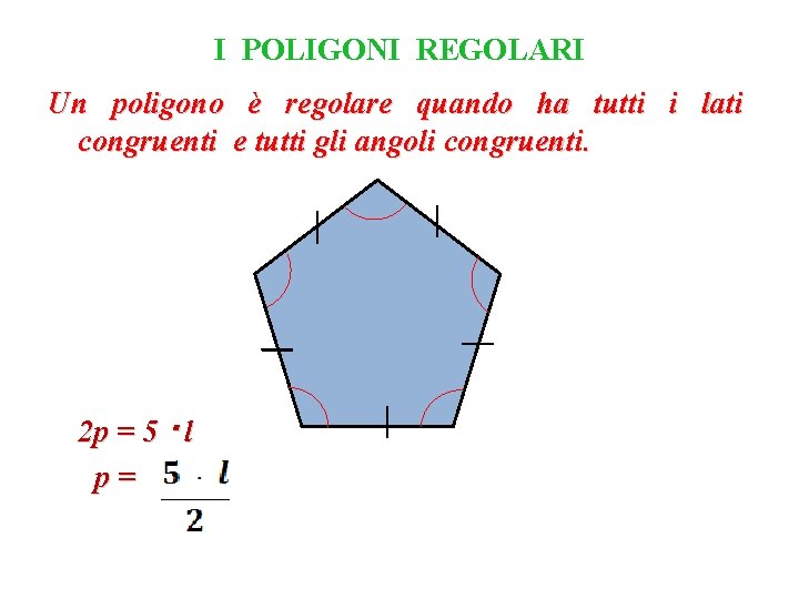 I POLIGONI REGOLARI Un poligono è regolare quando ha tutti i lati congruenti e