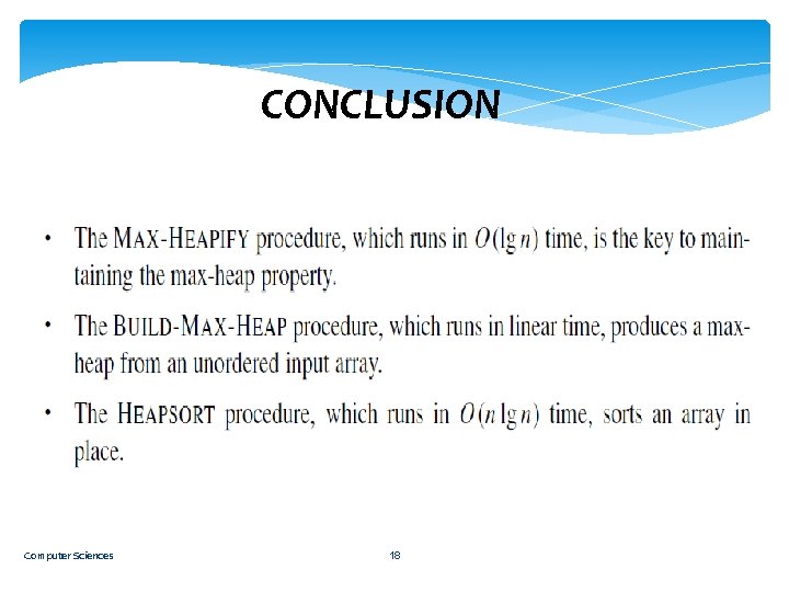 CONCLUSION Computer Sciences 18 