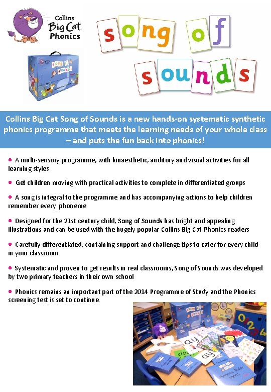 Collins Big Cat Song of Sounds is a new hands-on systematic synthetic phonics programme