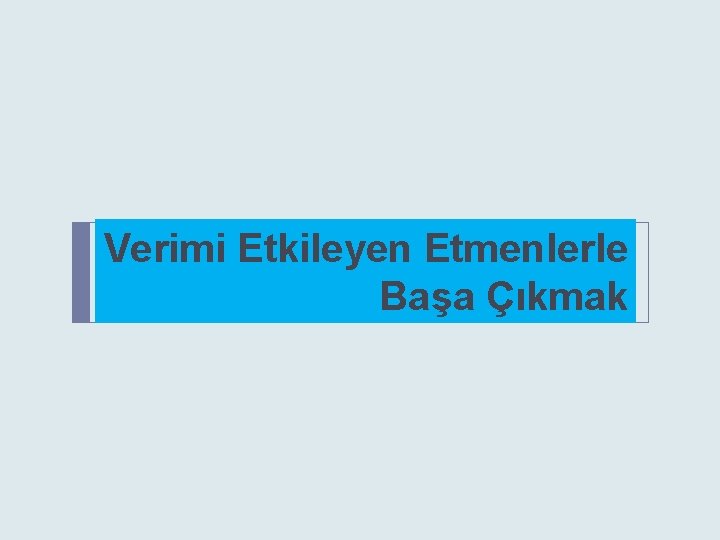 Verimi Etkileyen Etmenlerle Başa Çıkmak 