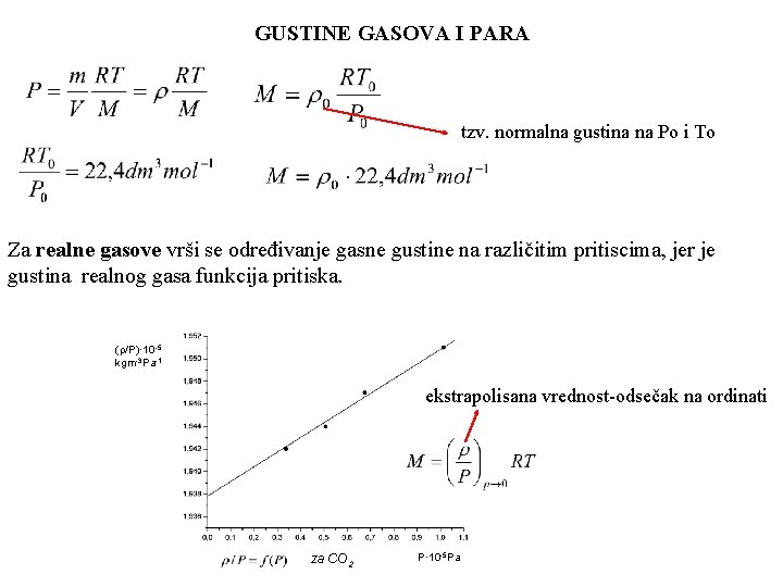 GUSTINE GASOVA I PARA tzv. normalna gustina na Po i To Za realne gasove