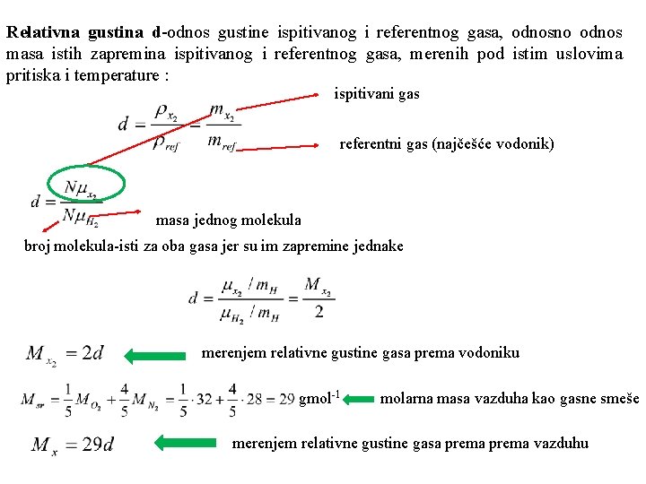 Relativna gustina d-odnos gustine ispitivanog i referentnog gasa, odnosno odnos masa istih zapremina ispitivanog