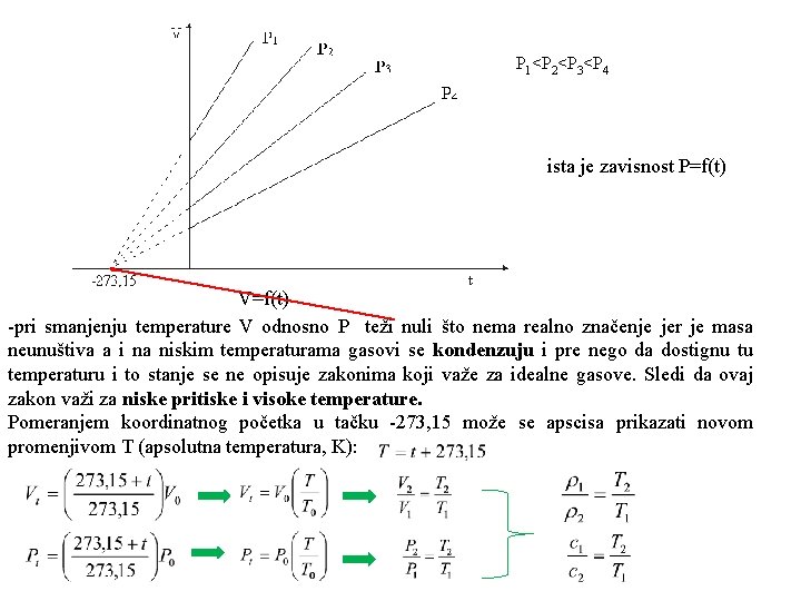 P 1<P 2<P 3<P 4 ista je zavisnost P=f(t) V=f(t) -pri smanjenju temperature V