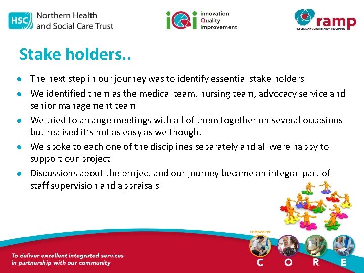 Stake holders. . l l l The next step in our journey was to