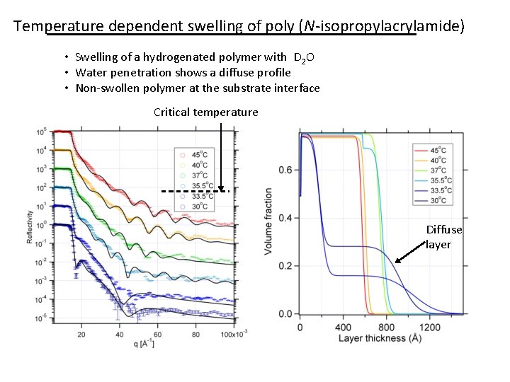 Temperature dependent swelling of poly (N-isopropylacrylamide) • Swelling of a hydrogenated polymer with D
