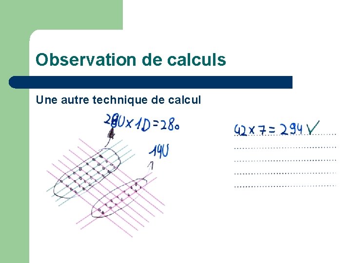 Observation de calculs Une autre technique de calcul 