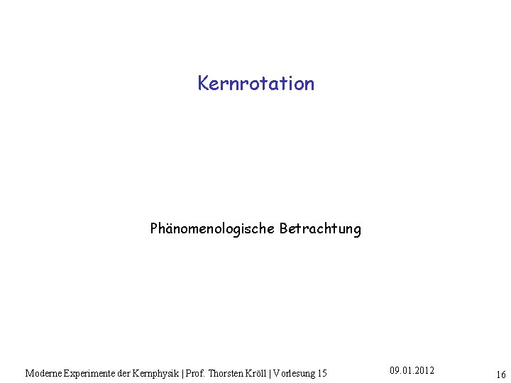 Kernrotation Phänomenologische Betrachtung Moderne Experimente der Kernphysik | Prof. Thorsten Kröll | Vorlesung 15