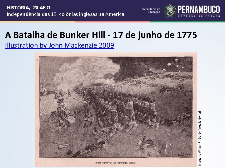 HISTÓRIA, 2º ANO Independência das 13 colônias inglesas na América A Batalha de Bunker