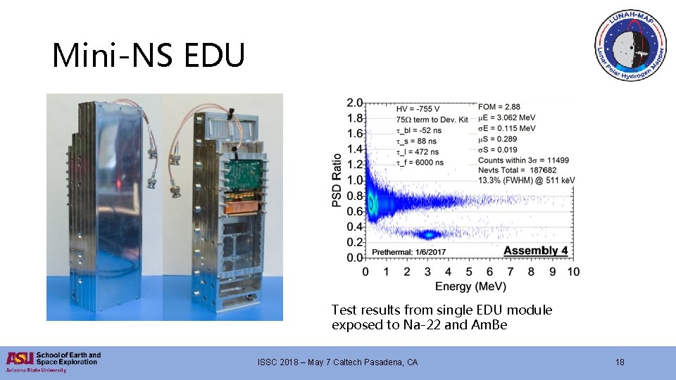 Mini-NS EDU Test results from single EDU module exposed to Na-22 and Am. Be