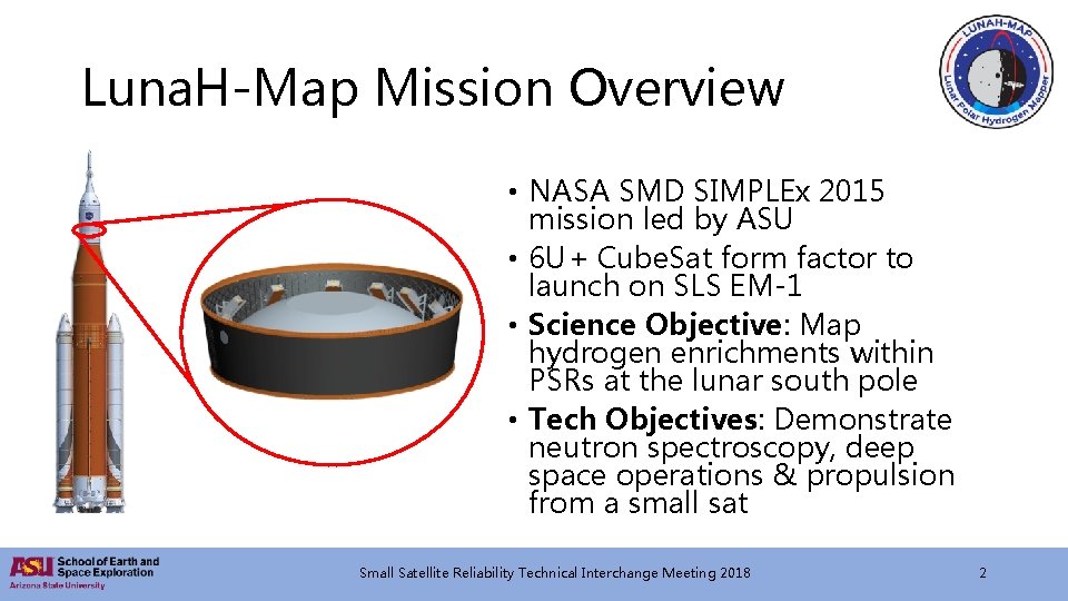 Luna. H-Map Mission Overview • NASA SMD SIMPLEx 2015 mission led by ASU •