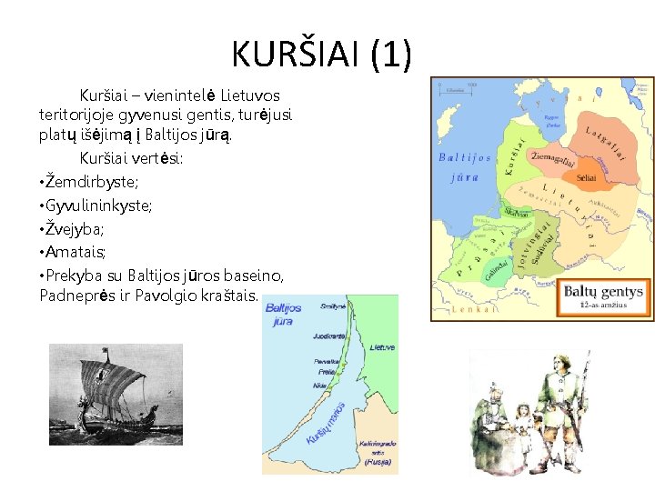 KURŠIAI (1) Kuršiai – vienintelė Lietuvos teritorijoje gyvenusi gentis, turėjusi platų išėjimą į Baltijos