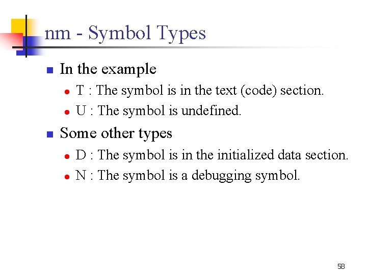nm - Symbol Types n In the example l l n T : The nm - Symbol Types n In the example l l n T : The