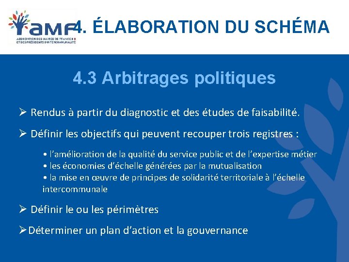 4. ÉLABORATION DU SCHÉMA 4. 3 Arbitrages politiques Ø Rendus à partir du diagnostic 4. ÉLABORATION DU SCHÉMA 4. 3 Arbitrages politiques Ø Rendus à partir du diagnostic