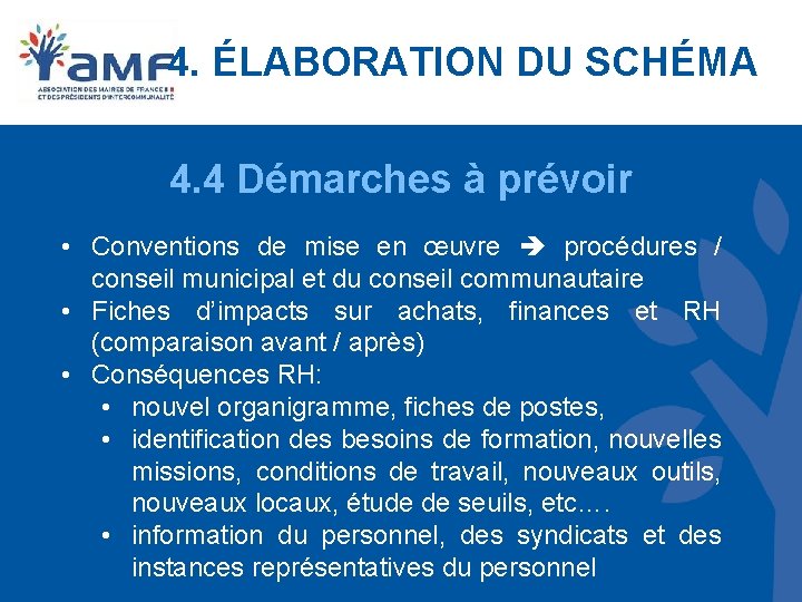 4. ÉLABORATION DU SCHÉMA 4. 4 Démarches à prévoir • Conventions de mise en 4. ÉLABORATION DU SCHÉMA 4. 4 Démarches à prévoir • Conventions de mise en