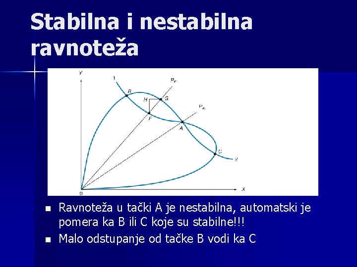 Stabilna i nestabilna ravnoteža n n Ravnoteža u tački A je nestabilna, automatski je
