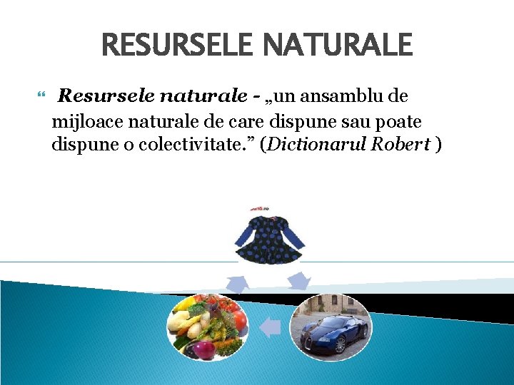 RESURSELE NATURALE Resursele naturale - „un ansamblu de mijloace naturale de care dispune sau