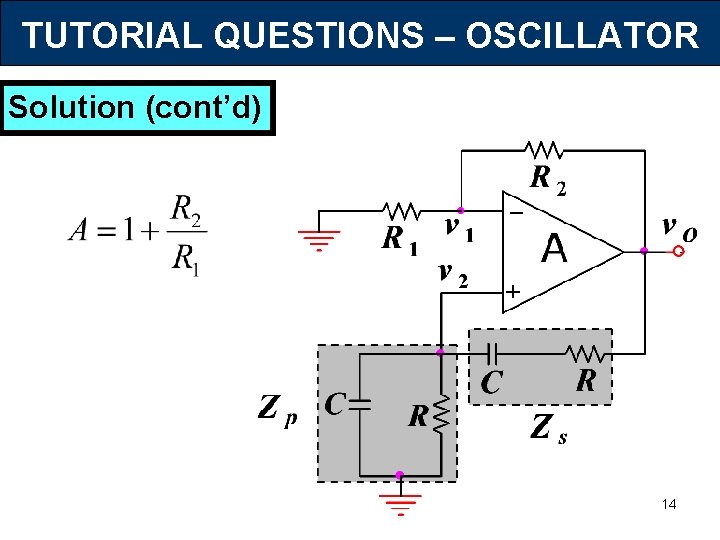 TUTORIAL QUESTIONS – OSCILLATOR Solution (cont’d) 14 