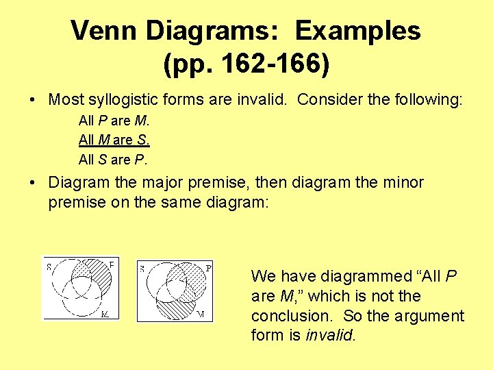 Venn Diagrams: Examples (pp. 162 -166) • Most syllogistic forms are invalid. Consider the