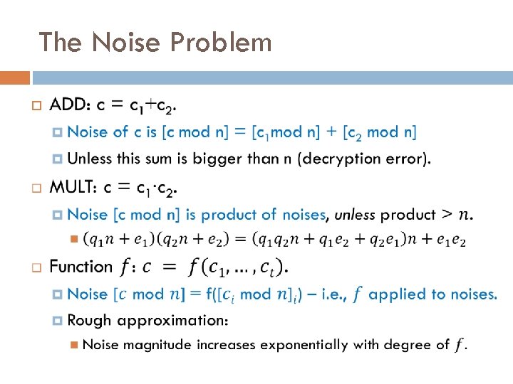 The Noise Problem 