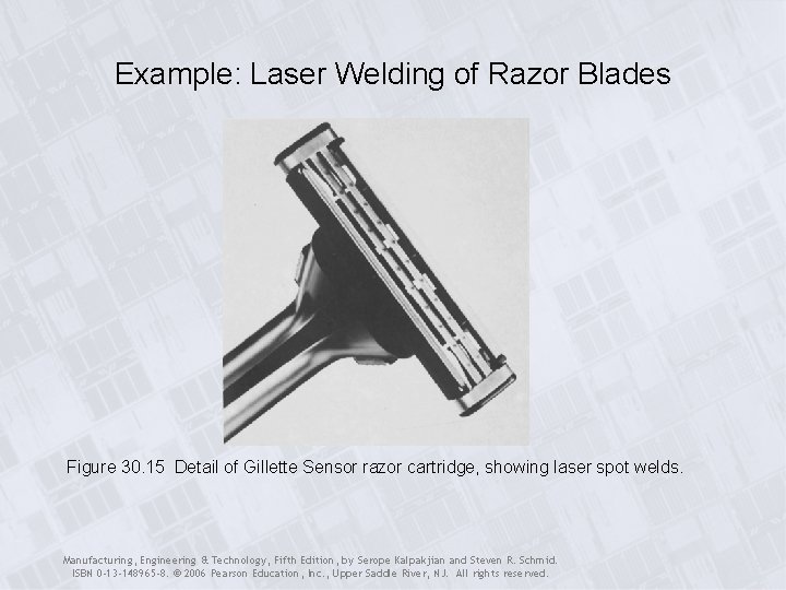 Example: Laser Welding of Razor Blades Figure 30. 15 Detail of Gillette Sensor razor