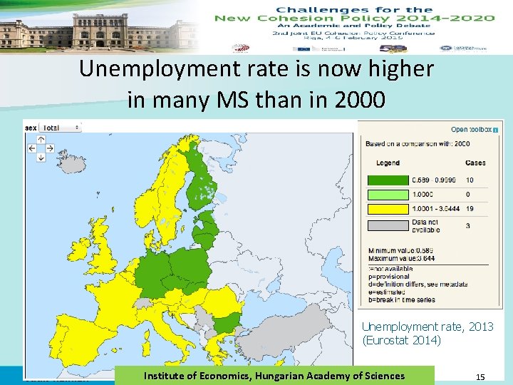 Unemployment rate is now higher in many MS than in 2000 Unemployment rate, 2013