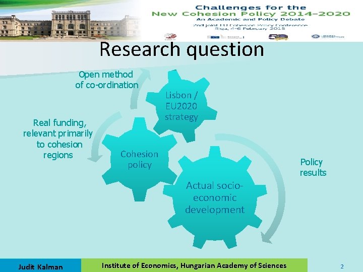 Research question Open method of co-ordination Real funding, relevant primarily to cohesion regions Lisbon