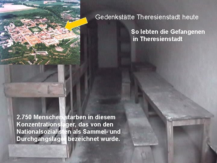 Gedenkstätte Blick von. Theresienstadt oben heute So lebten die Gefangenen in Theresienstadt 2. 750