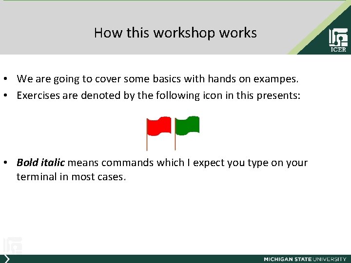 How this workshop works • We are going to cover some basics with hands