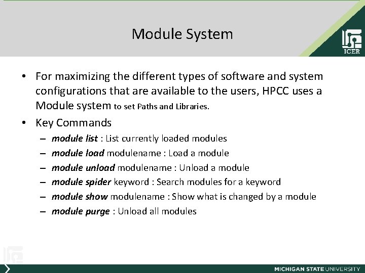 Module System • For maximizing the different types of software and system configurations that
