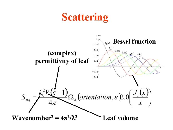 Scattering Bessel function (complex) permittivity of leaf Wavenumber 2 = 4 p 2/l 2