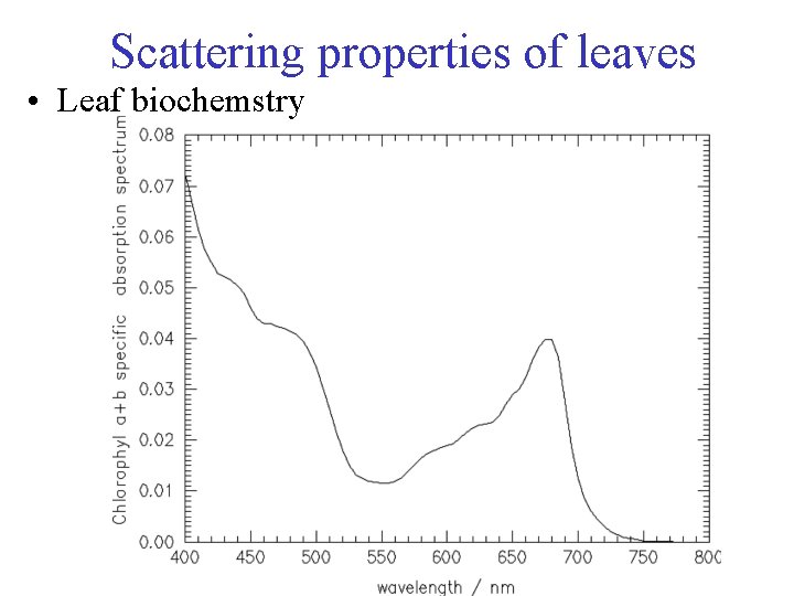 Scattering properties of leaves • Leaf biochemstry 