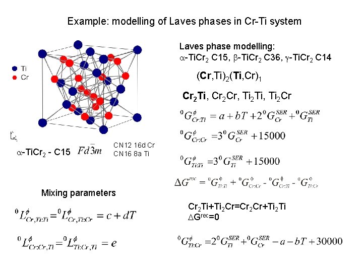 Example: modelling of Laves phases in Cr-Ti system Laves phase modelling: a-Ti. Cr 2