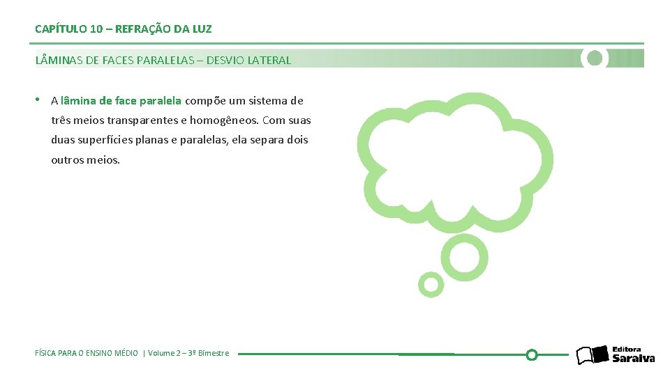 CAPÍTULO 10 – REFRAÇÃO DA LUZ L MINAS DE FACES PARALELAS – DESVIO LATERAL