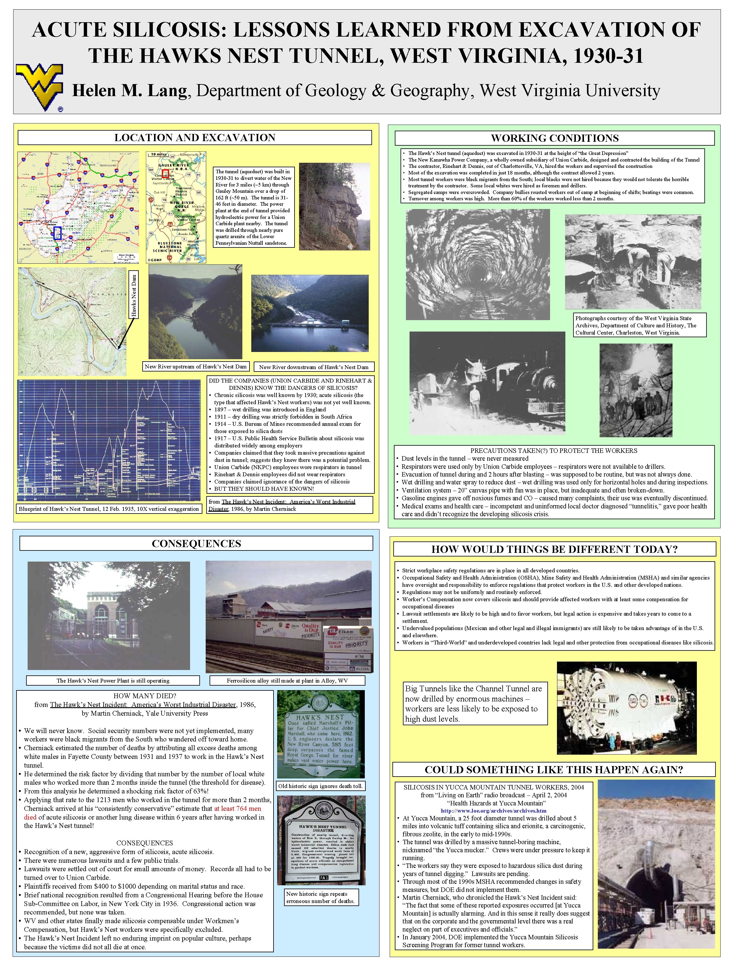 ACUTE SILICOSIS: LESSONS LEARNED FROM EXCAVATION OF THE HAWKS NEST TUNNEL, WEST VIRGINIA, 1930 ACUTE SILICOSIS: LESSONS LEARNED FROM EXCAVATION OF THE HAWKS NEST TUNNEL, WEST VIRGINIA, 1930