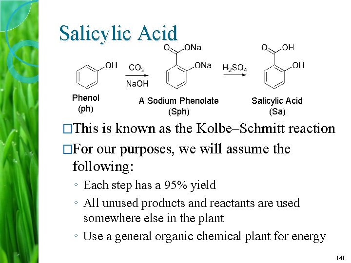 Salicylic Acid Phenol (ph) A Sodium Phenolate (Sph) Salicylic Acid (Sa) �This is known