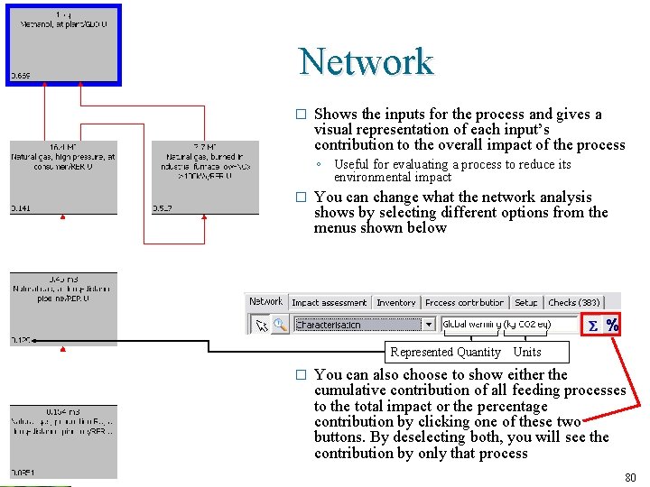 Network � Shows the inputs for the process and gives a visual representation of